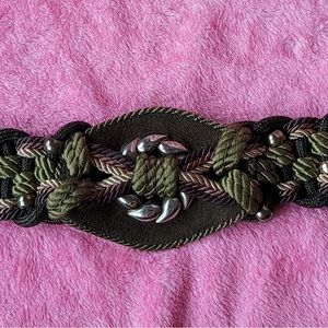 Beautiful green brown and beige suede belt